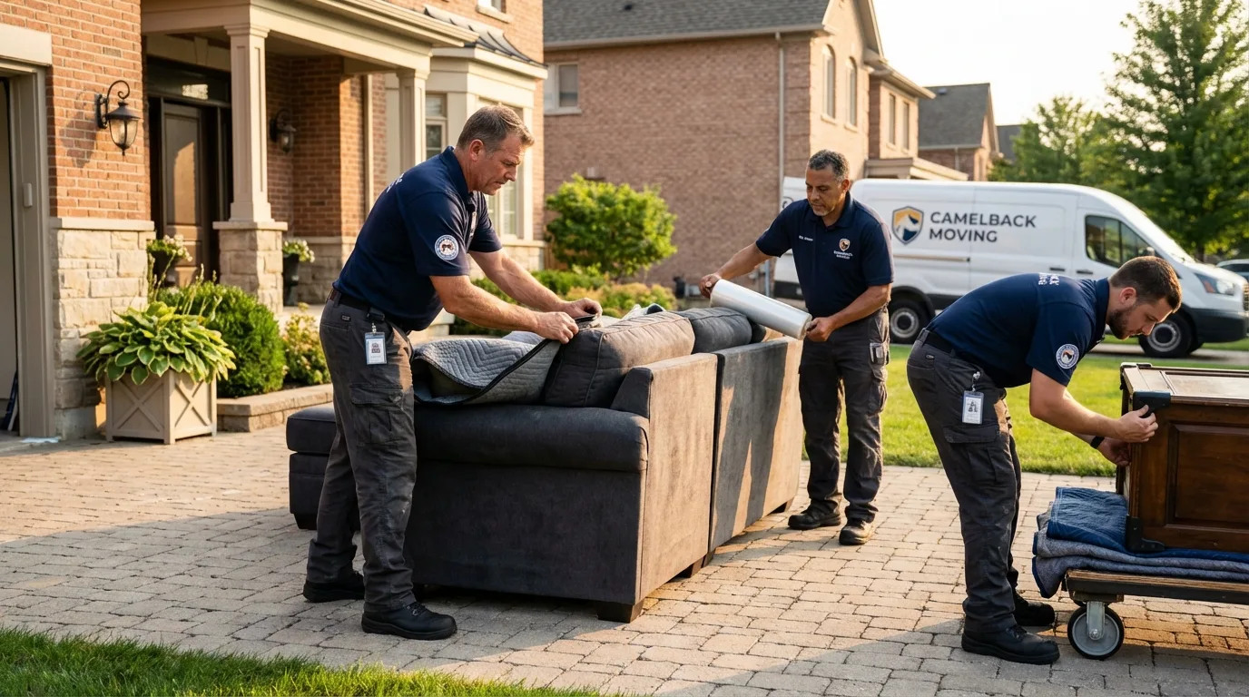 Large estate moving crew wrapping furniture in Lamar, CO